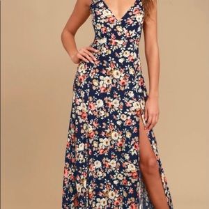 Lulus Navy Blue Floral Maxi